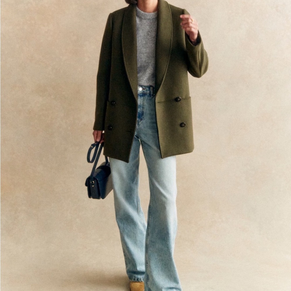 Sezane James Coat in Olive, Size 38